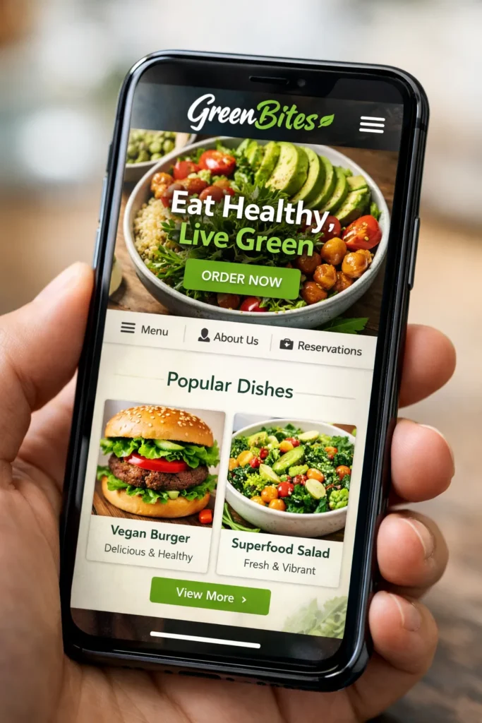 mobile-friendly vegan restaurant website